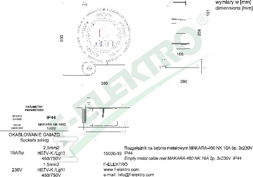 Rozgałęźnik bębnowy, MAKARA-460 NK 32A - 15000-18